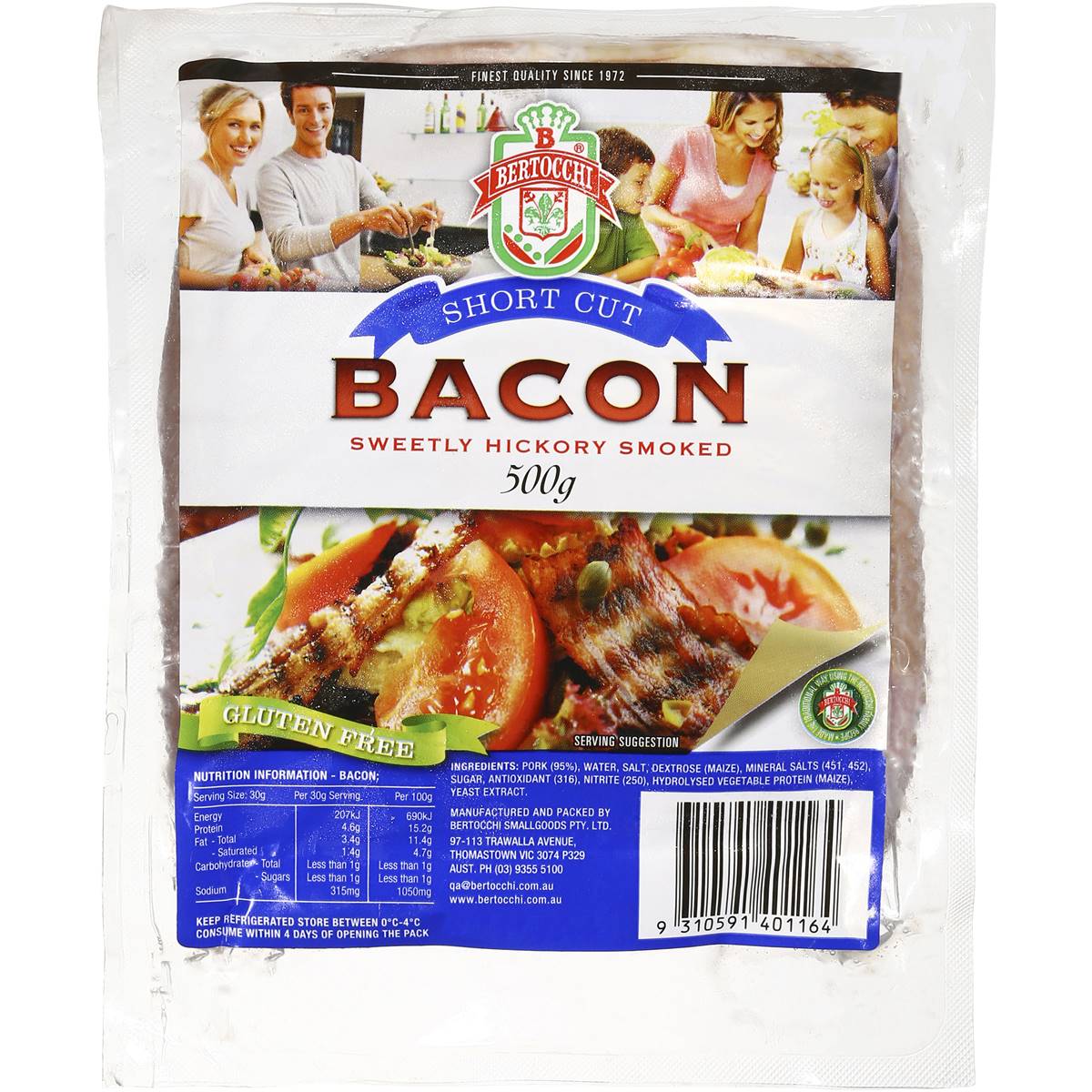 Bertocchi Bacon Short Rindless 500g Woolworths