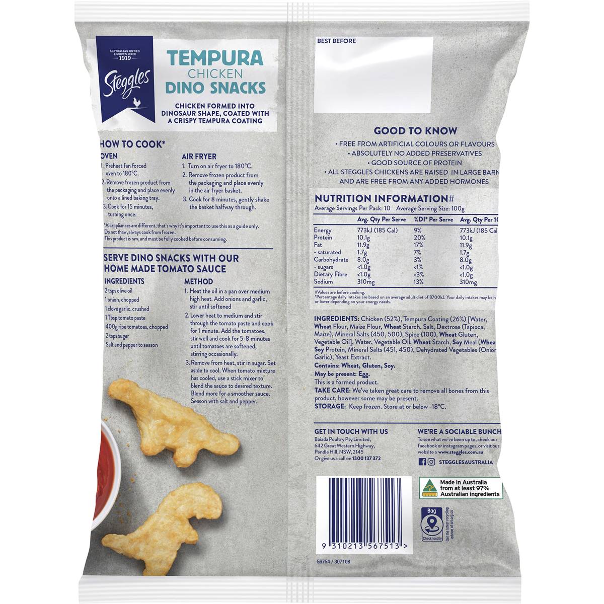 Steggles Chicken Dino Snacks Tempura 1kg Woolworths