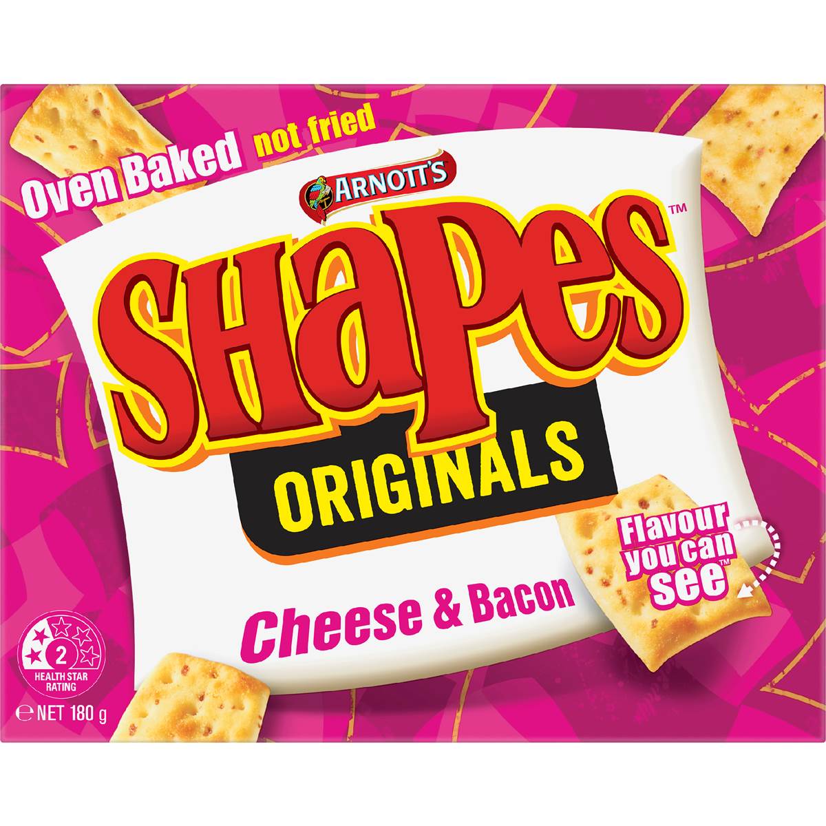 Arnott's Shapes Cheese & Bacon Cracker Biscuits 180g Woolworths