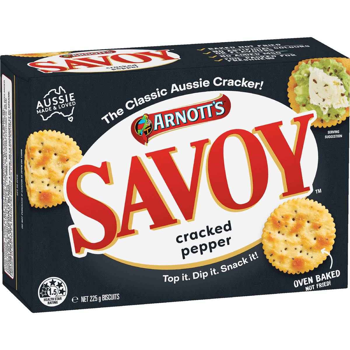 Arnott's Savoy Cracked Pepper Crackers 225g