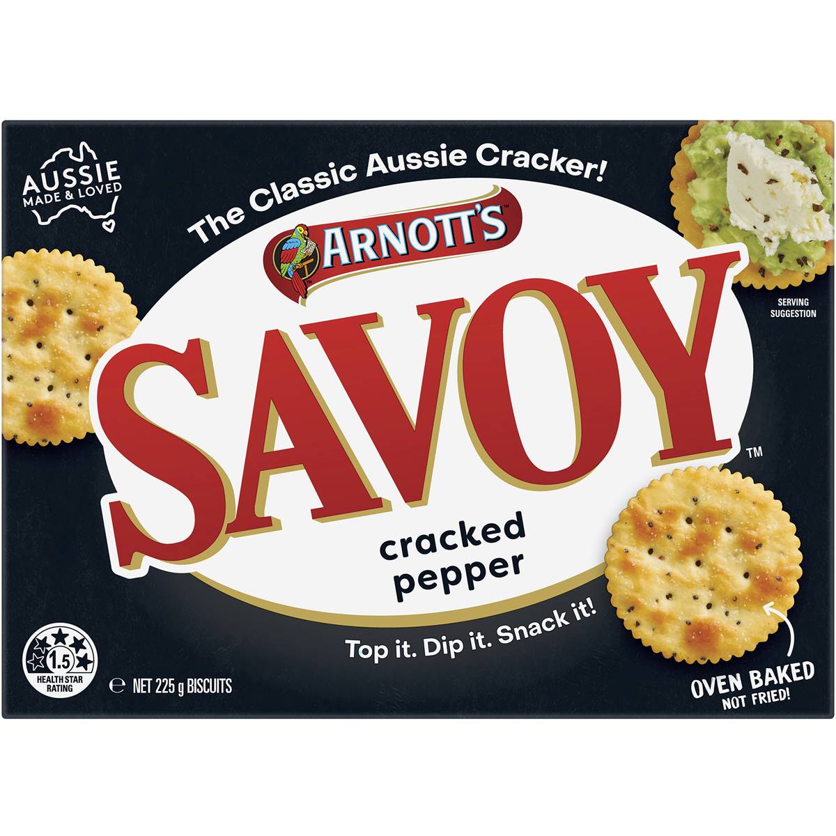 Arnott's Savoy Cracked Pepper Crackers 225g | Woolworths