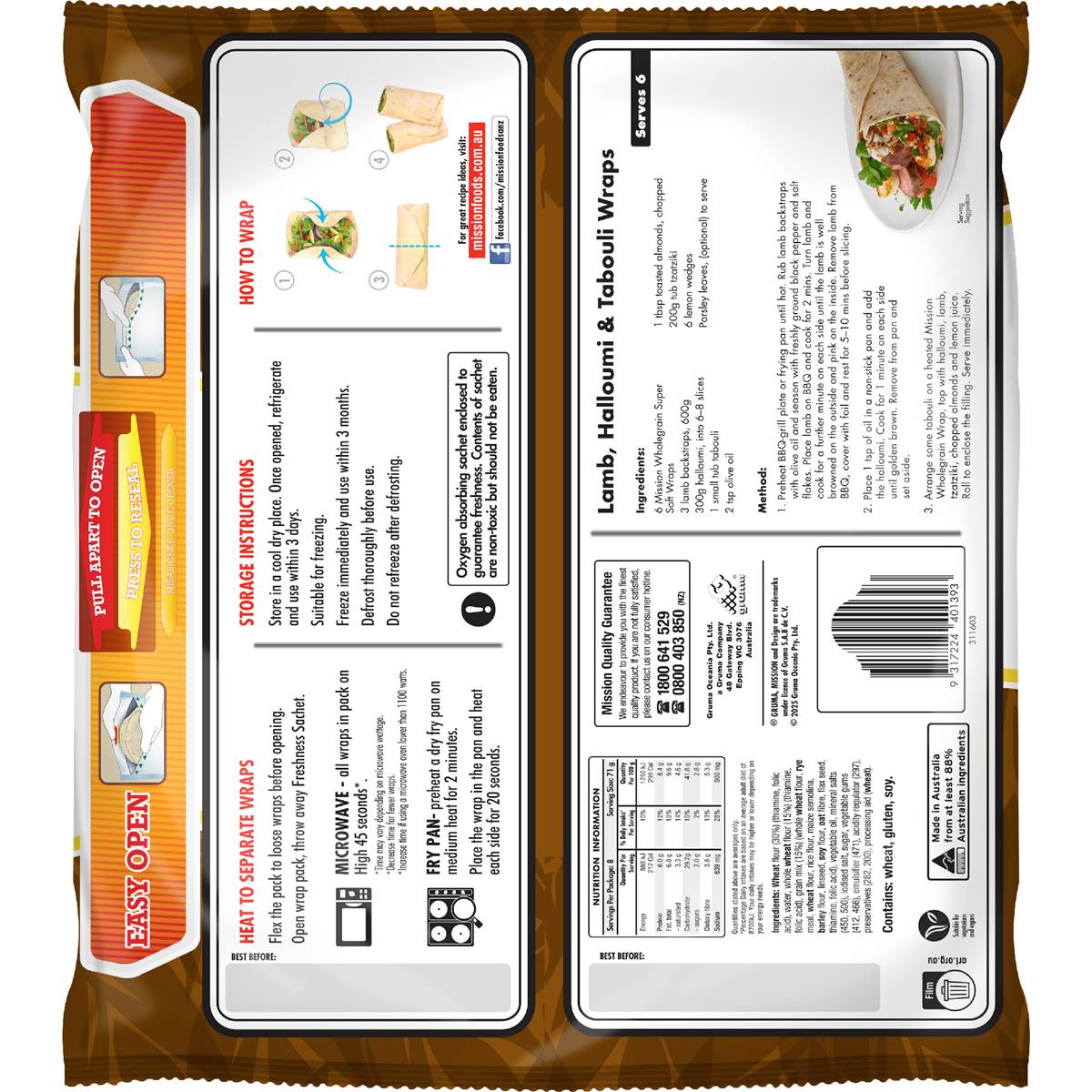 Mission Wraps Wholegrain 8 Pack 567g Woolworths