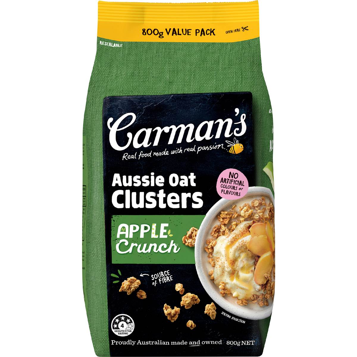 Carman's Clusters Aussie Oat Apple Crunch 800g Woolworths