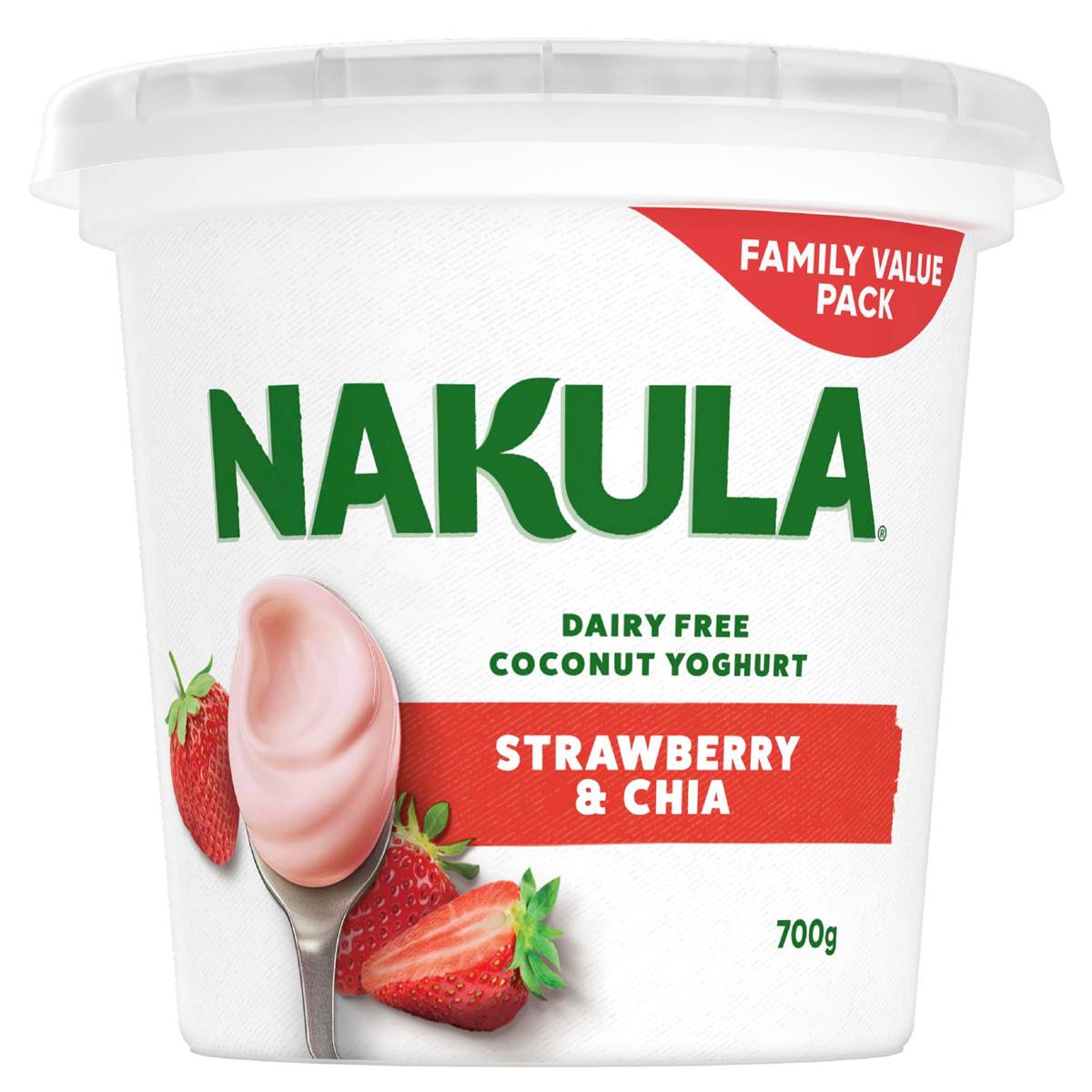 Nakula Plant Based Coconut Yoghurt Strawberry & Chia 700g Woolworths