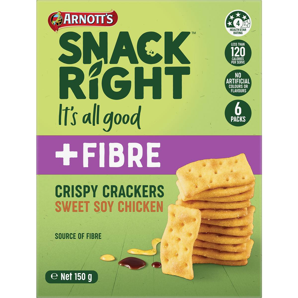 Arnott's Snack Right Crispy Cracker Biscuits Sweet Soy Chicken 150g ...