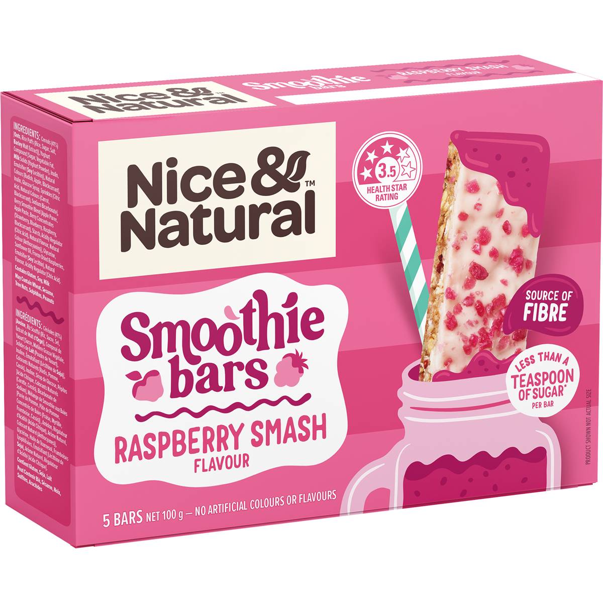 Nice & Natural Smoothie Bars Raspberry Smash 5 Pack Woolworths