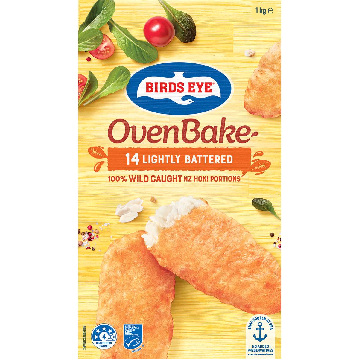 Birds Eye Oven Bake Lightly Battered Wild Caught Hoki Portions 1kg Woolworths