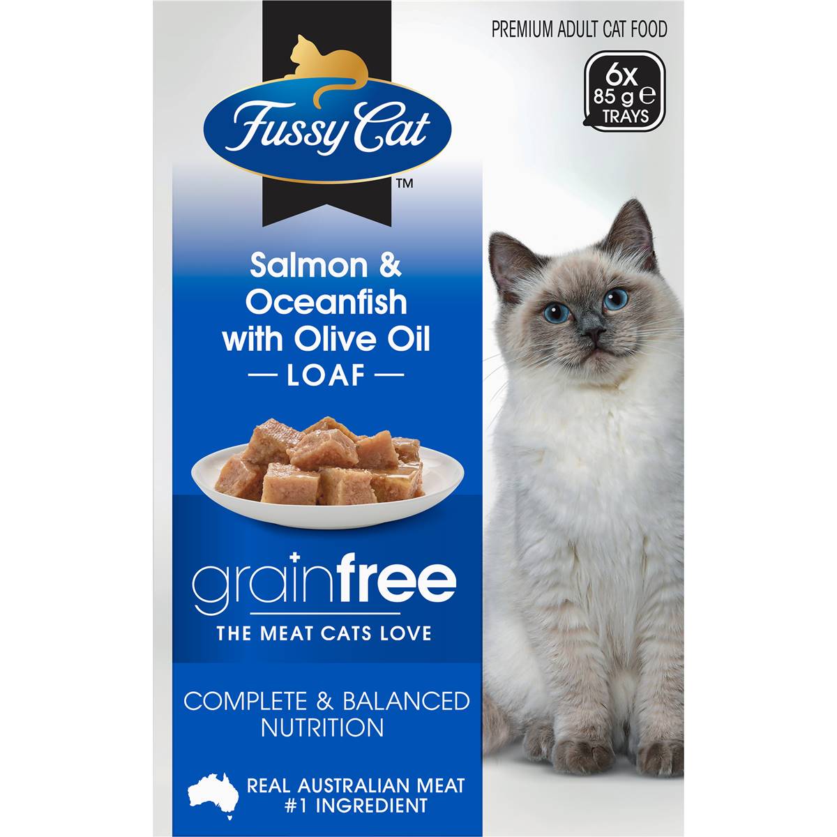 Fussy Cat Grain Free Salmon & Oceanfish Cat Food 85g X 6 Pack Woolworths