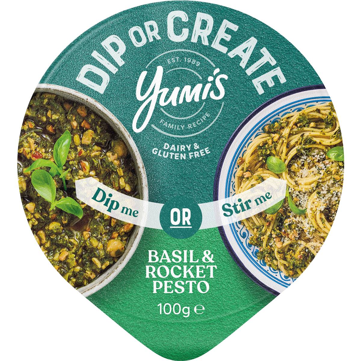 Yumi's Dip Or Create Basil & Rocket Pesto 100g Woolworths