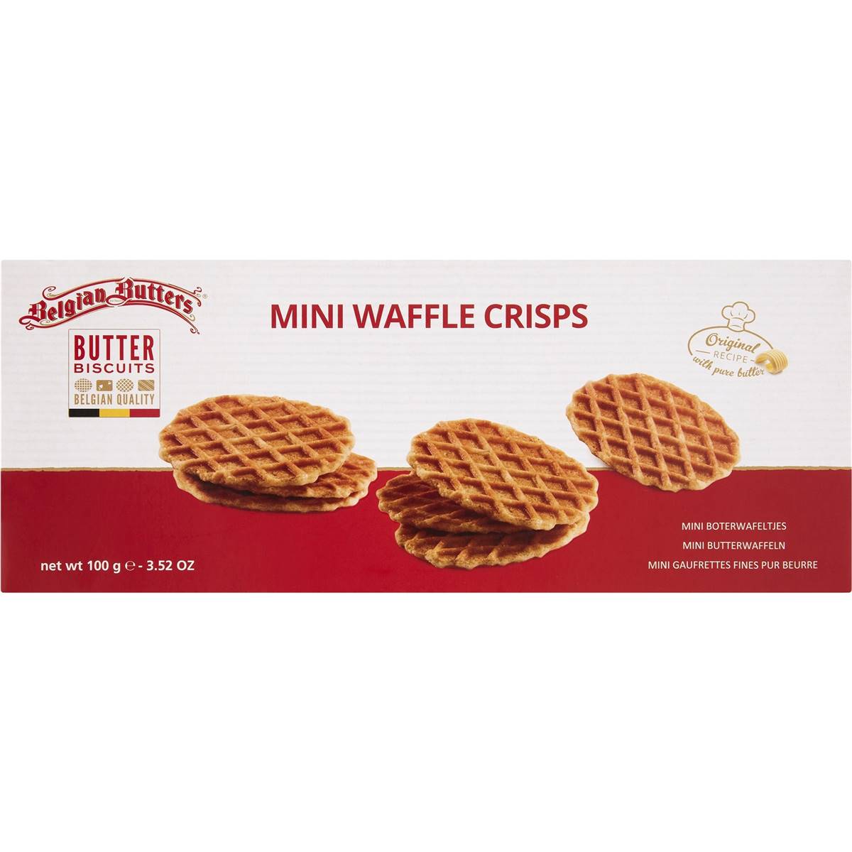 Belgium Butters Mini Waffle Crisps Butter Biscuits 100g | Woolworths