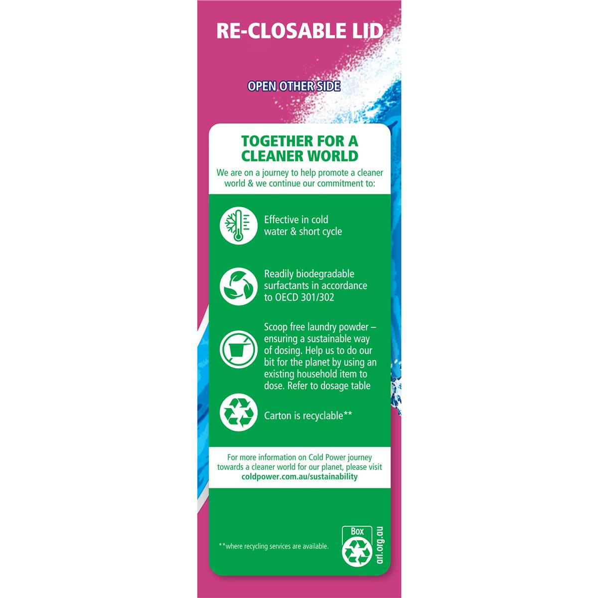 Cold Power Advanced Clean Fabric Softener Laundry Washing Powder 2kg