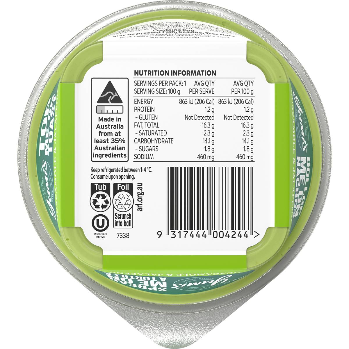 Yumi's Dip Or Create Guacamole & Jalapeno 100g Woolworths