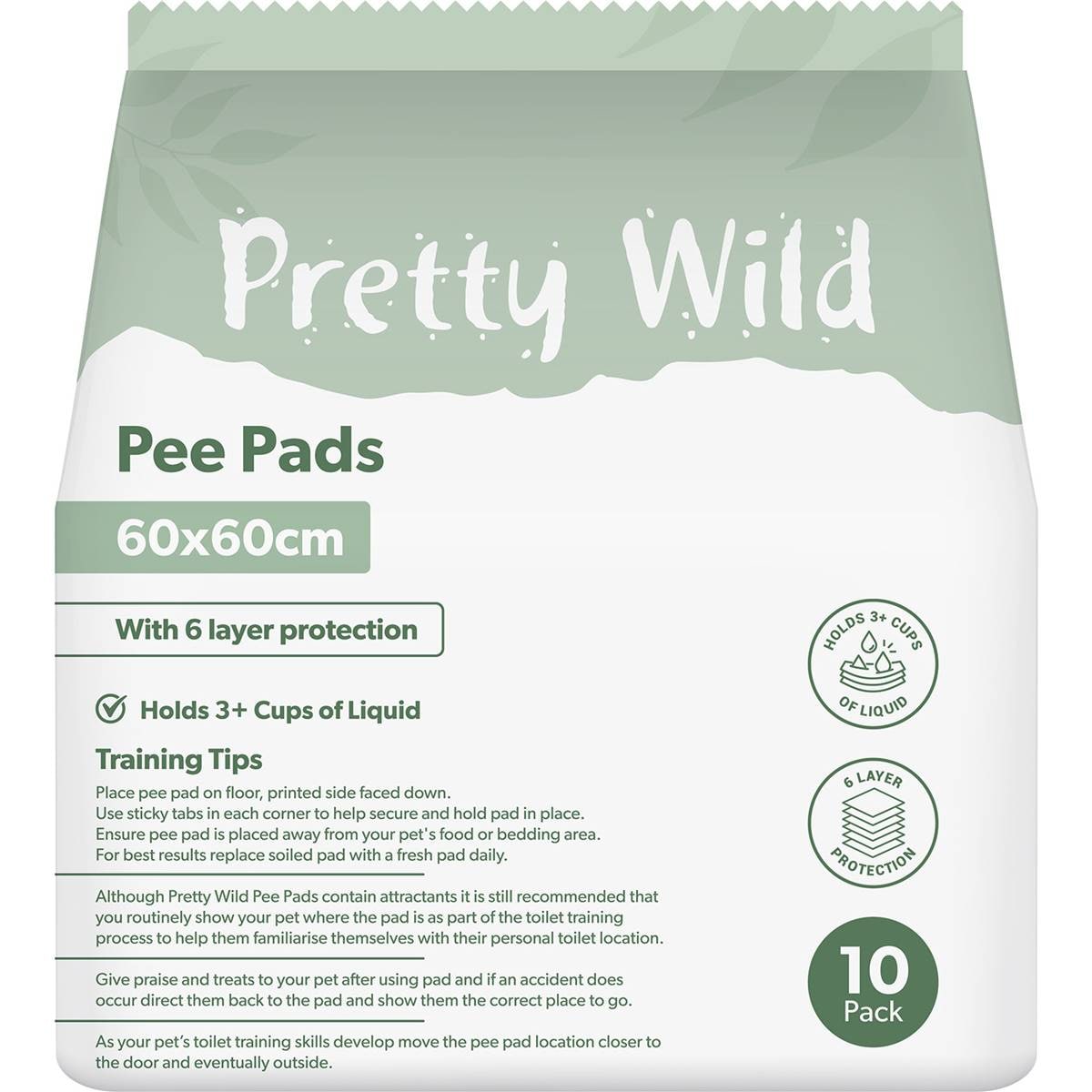 Pretty Wild Pee Pads 60cm X 60cm For Pets 10 Pack Woolworths