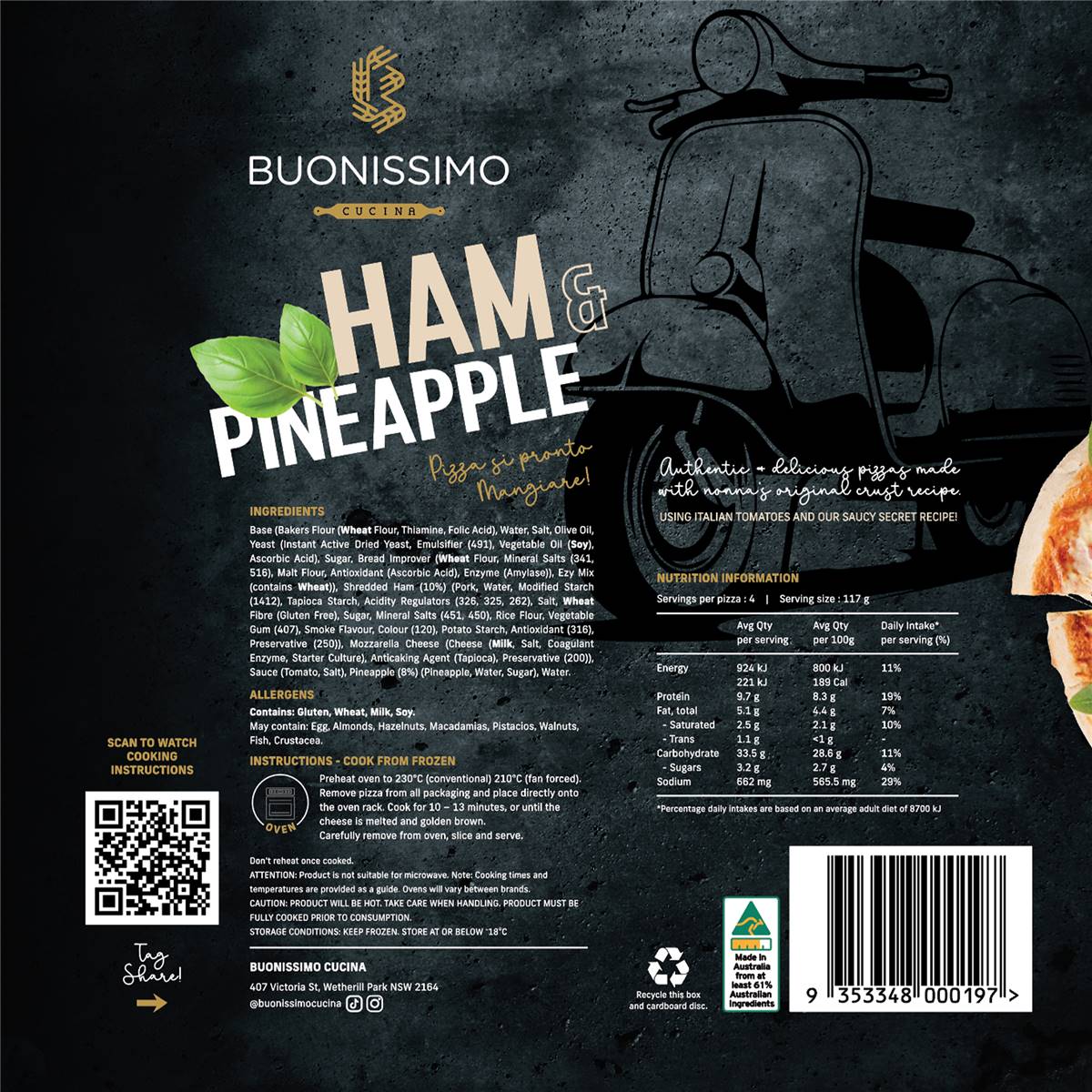 Buonissimo Ham & Pineapple Pizza 470g Woolworths