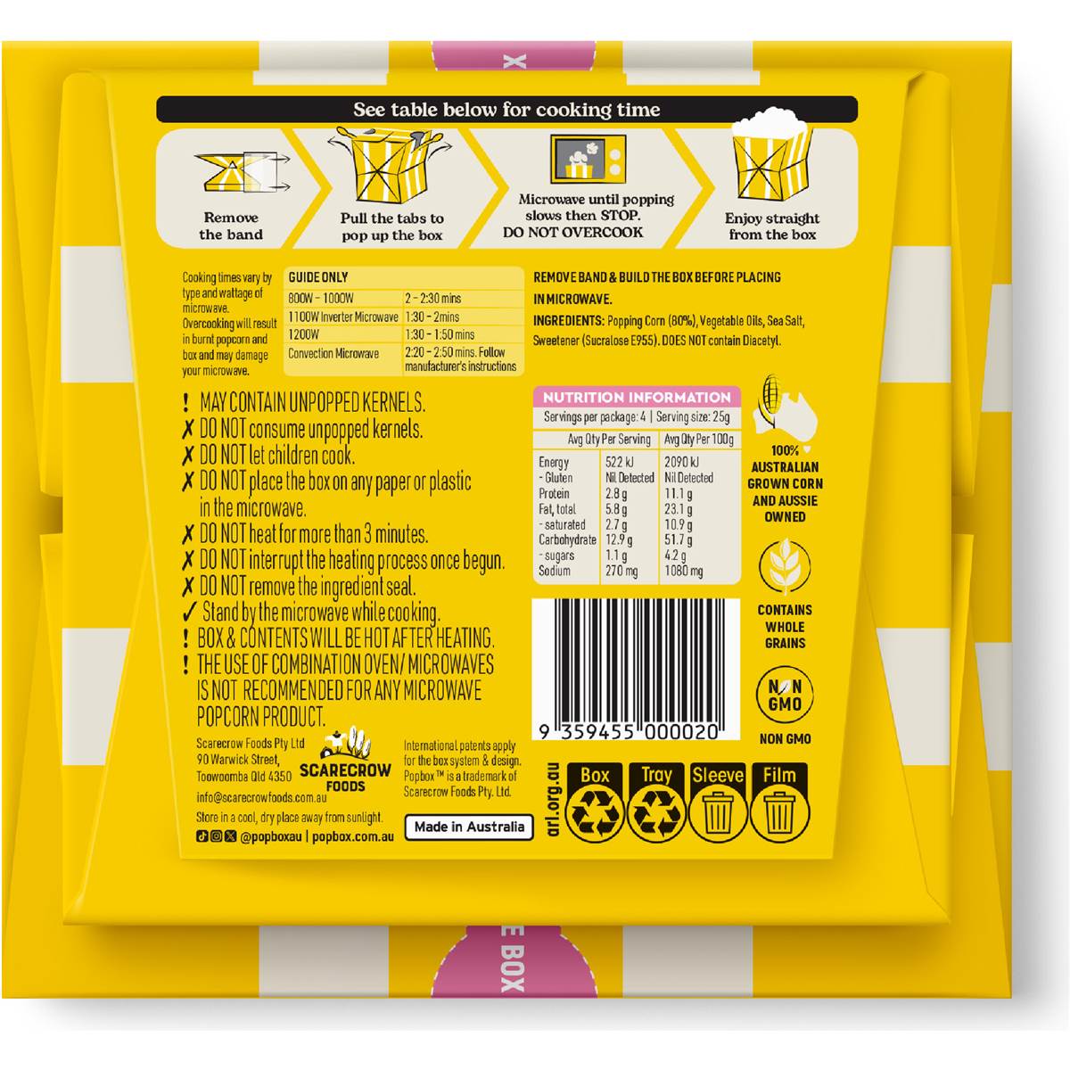 Pop Box Sweet & Salty Flavour Microwave Popcorn 100g Woolworths