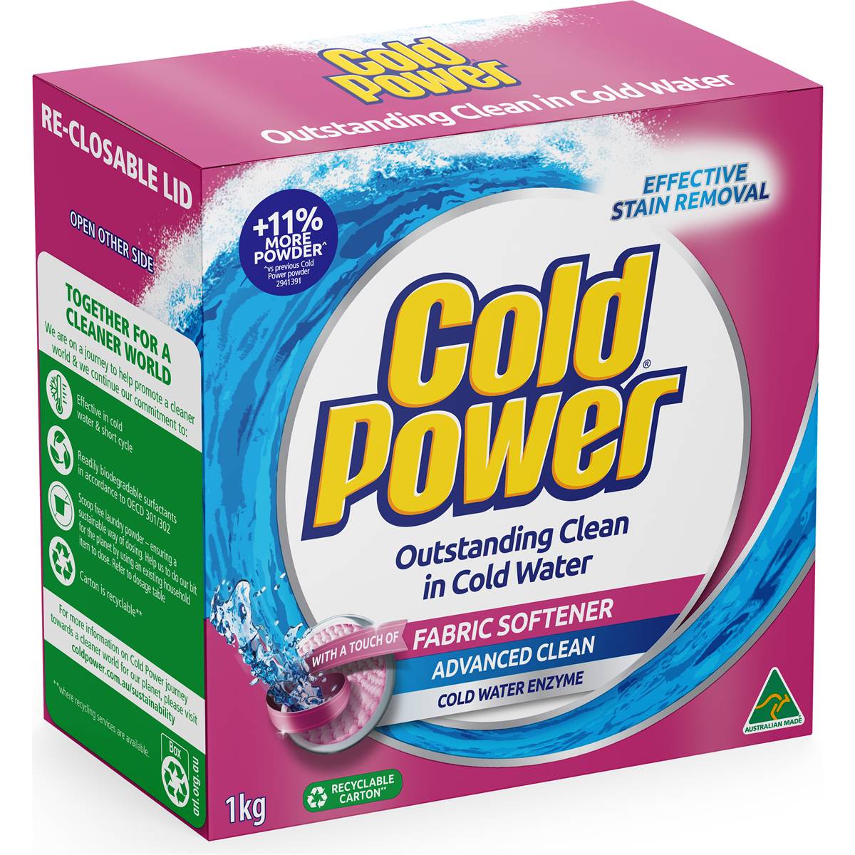 Cold Power Advanced Clean Powder With Fabric Softener 1kg Woolworths