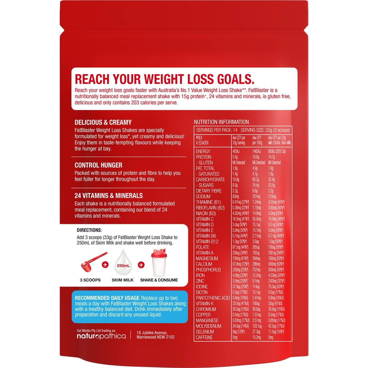 Fat Blaster Weight Loss Shake Vanilla 465g Woolworths