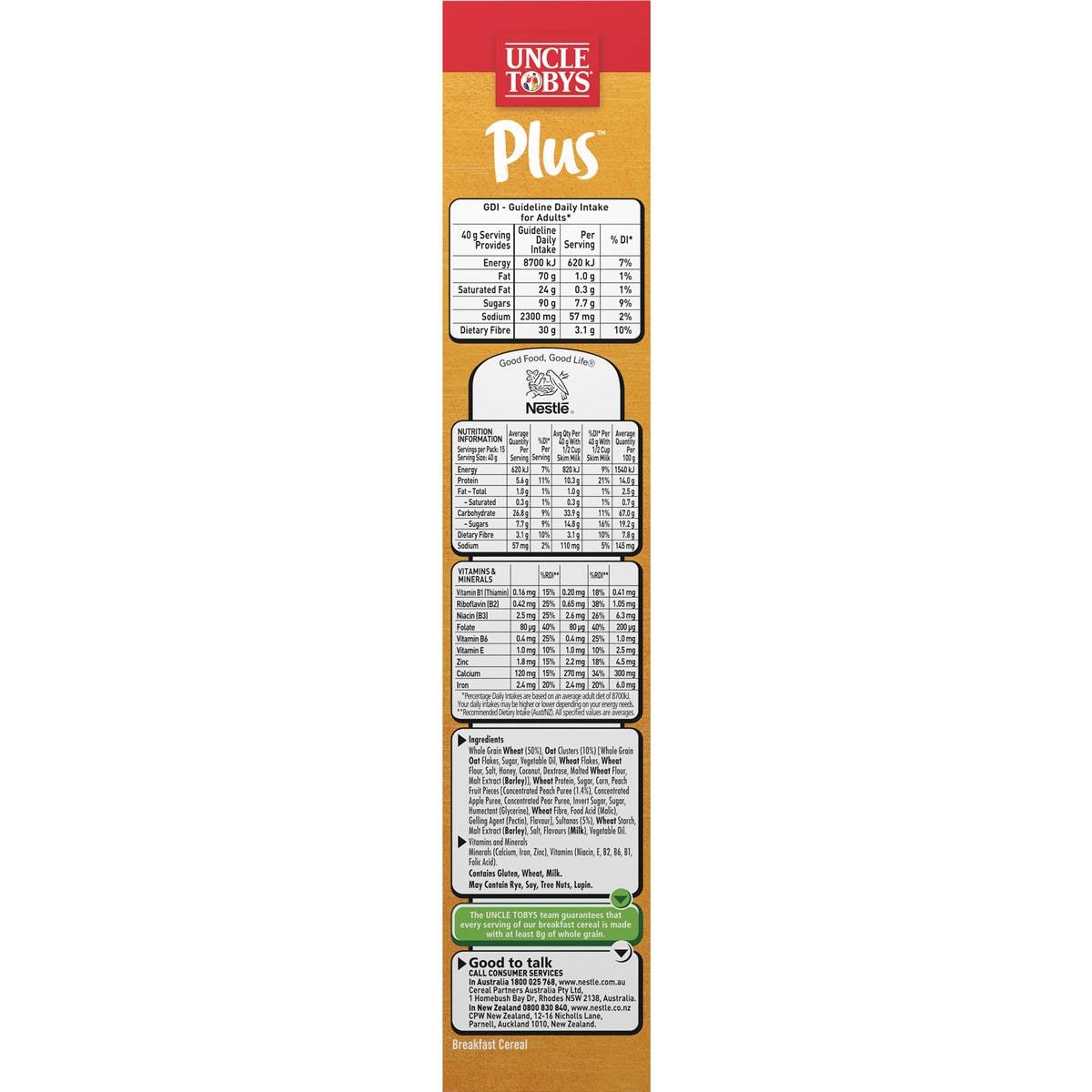 Uncle Tobys Plus Protein Cereal 620g Woolworths