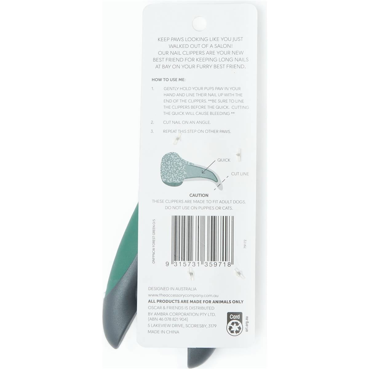 Oscar & Friends Pet Nail Clippers Green Each Woolworths