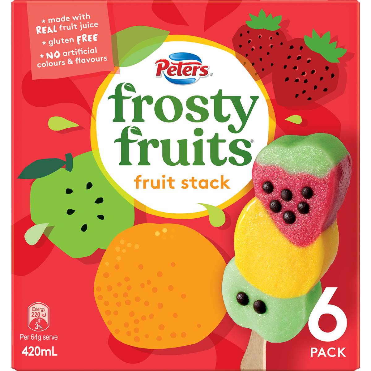 Peters Frosty Fruits Fruit Stack Ice Blocks 6 Pack Woolworths