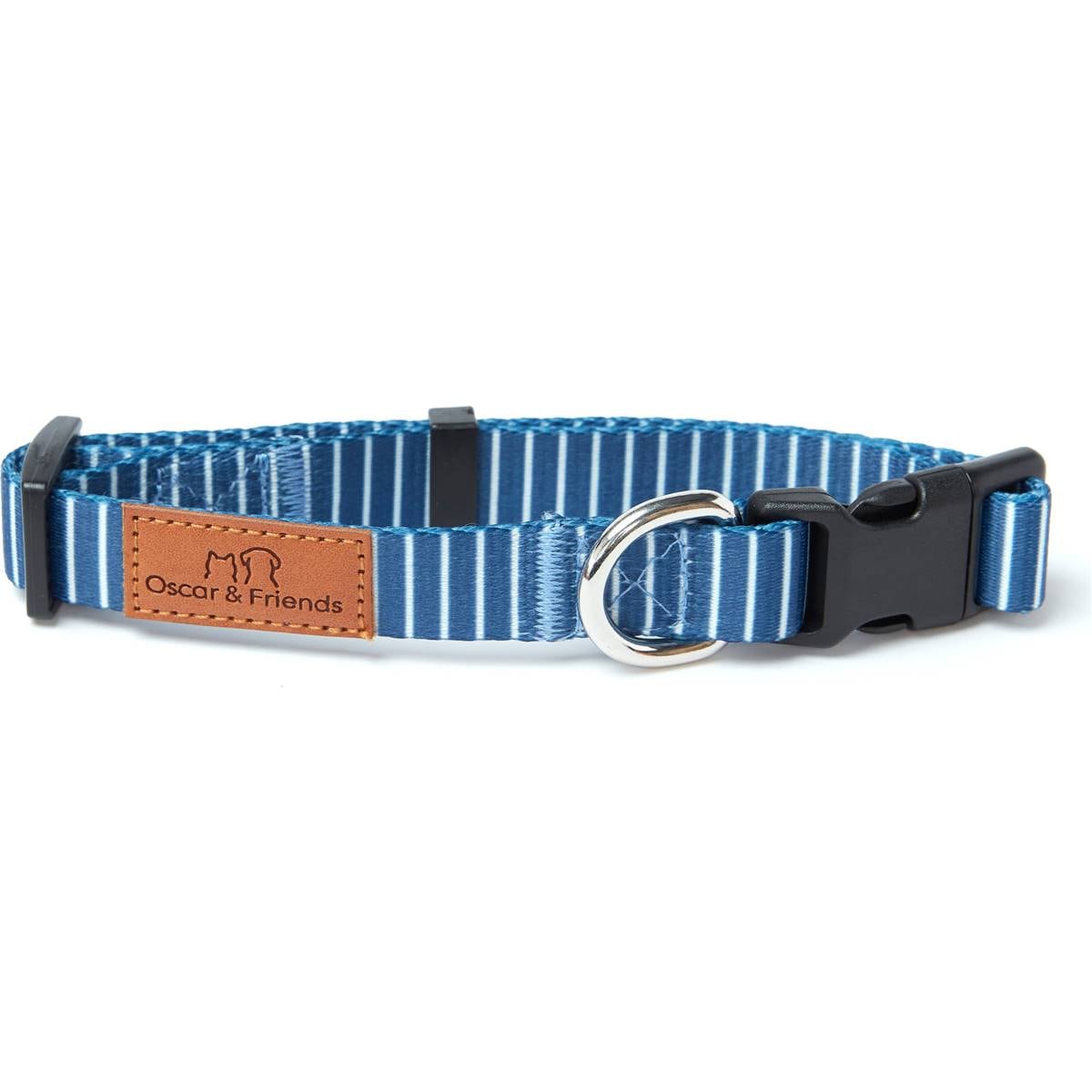 Oscar & Friends Dog Collar Teal Stripe Large Each Woolworths