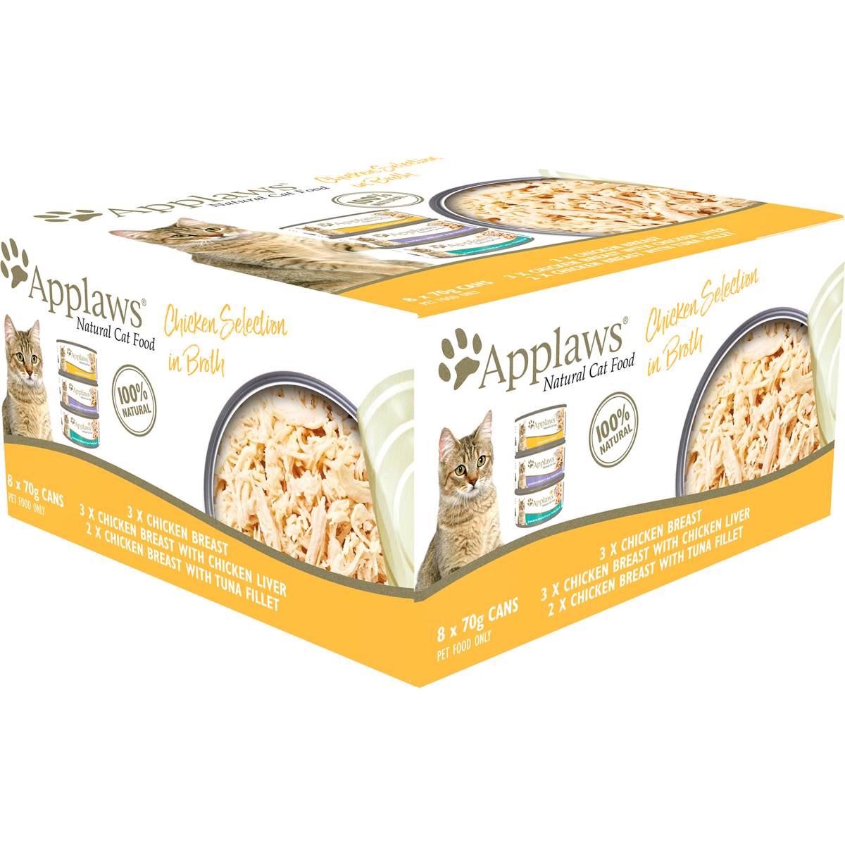 Applaws Chicken Selection In Broth Adult Wet Cat Food 70g X 8 Pack