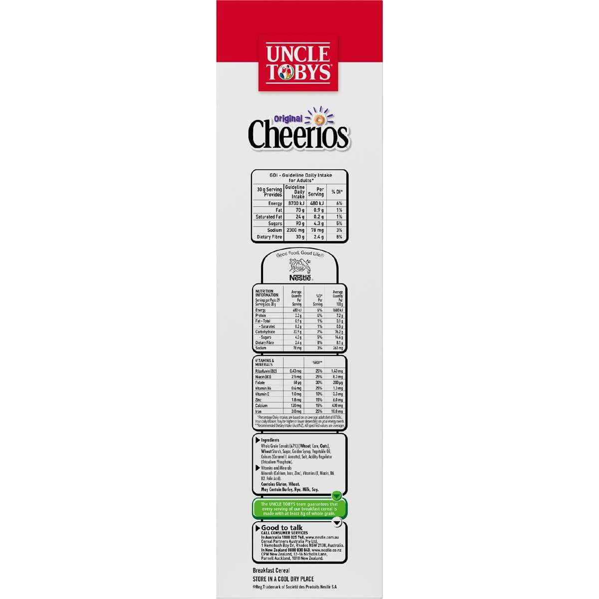 Uncle Tobys Cheerios Original Breakfast Cereal 895g Woolworths