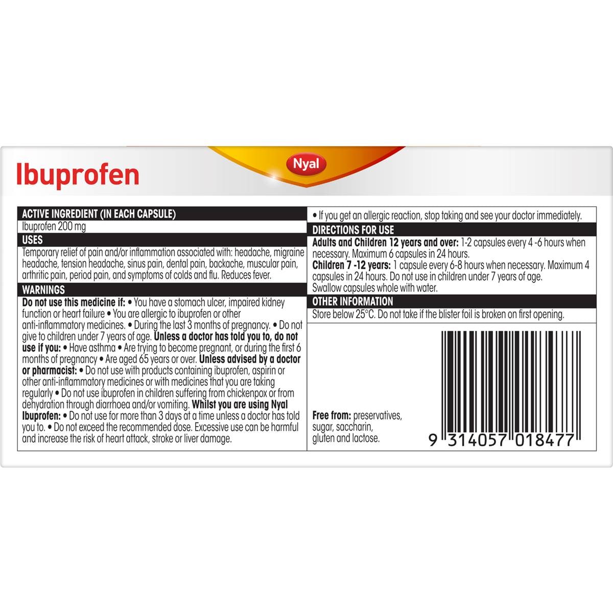 Nyal Ibuprofen Liquid Caps 20 Pack Woolworths