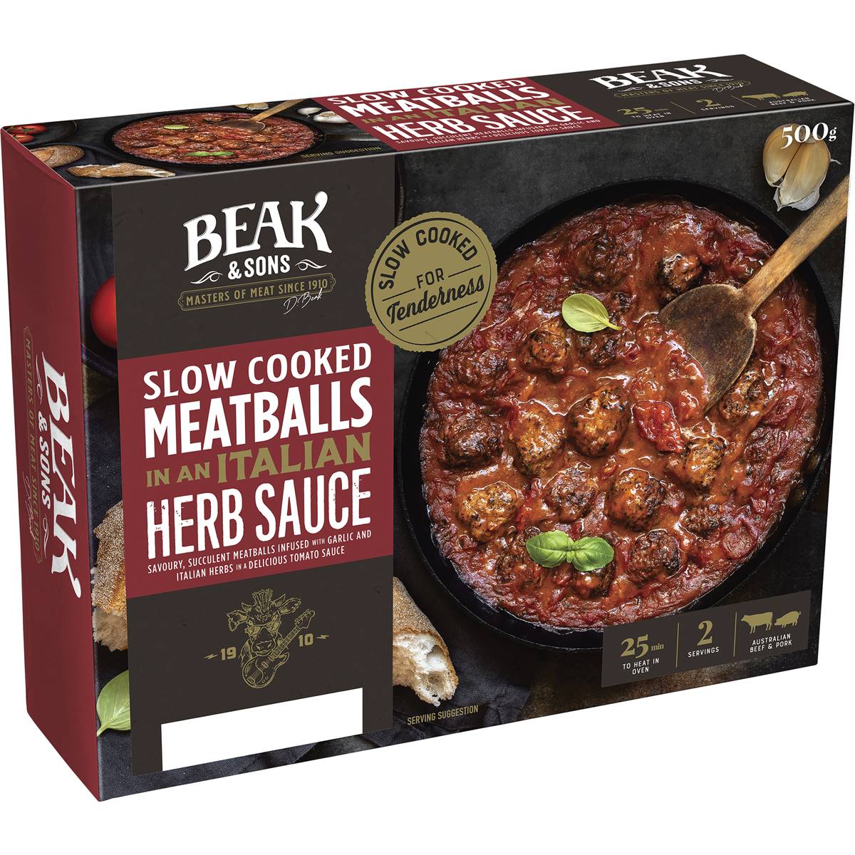 Beak & Sons Slow Cooked Meatballs In Italian Herb Sauce