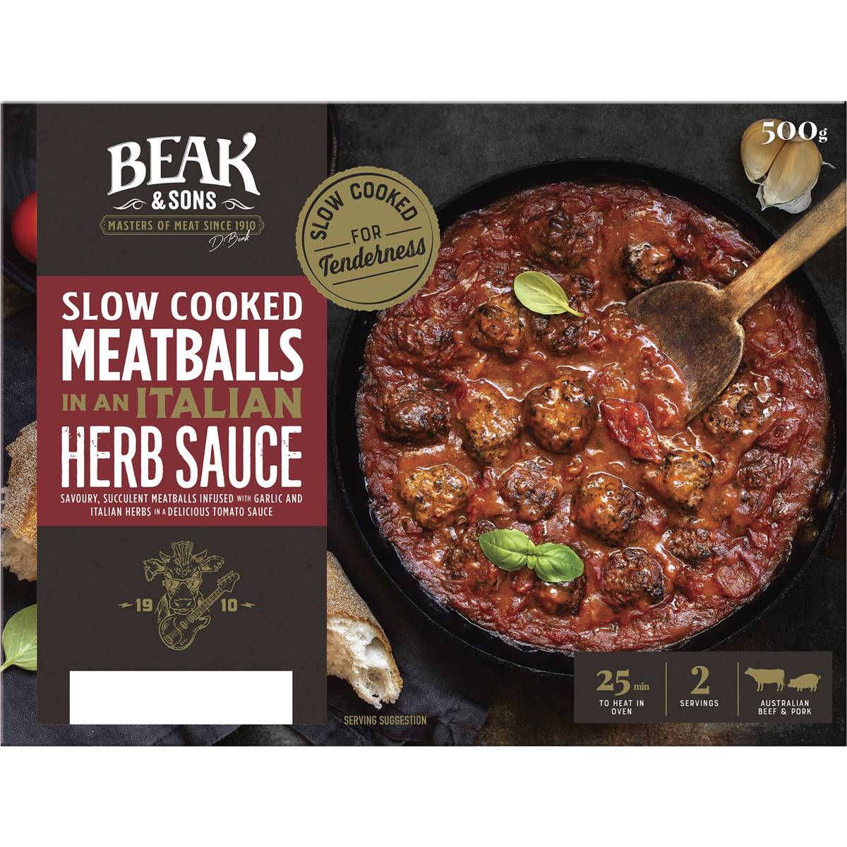 Beak & Sons Slow Cooked Meatballs In Italian Herb Sauce 500g Woolworths