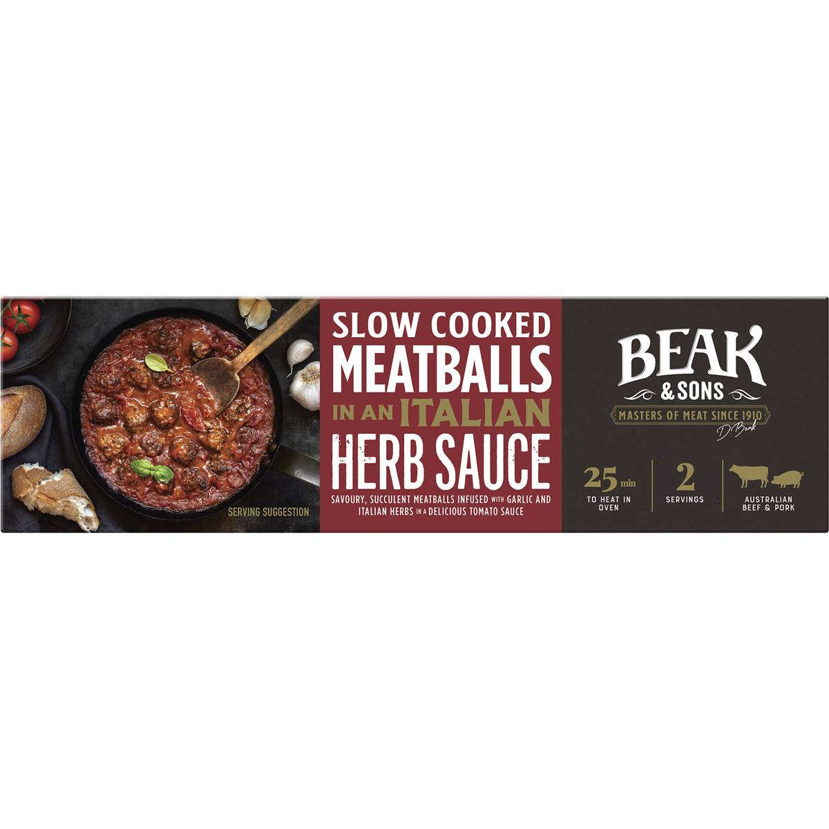 Beak & Sons Slow Cooked Meatballs In Italian Herb Sauce 500g Woolworths