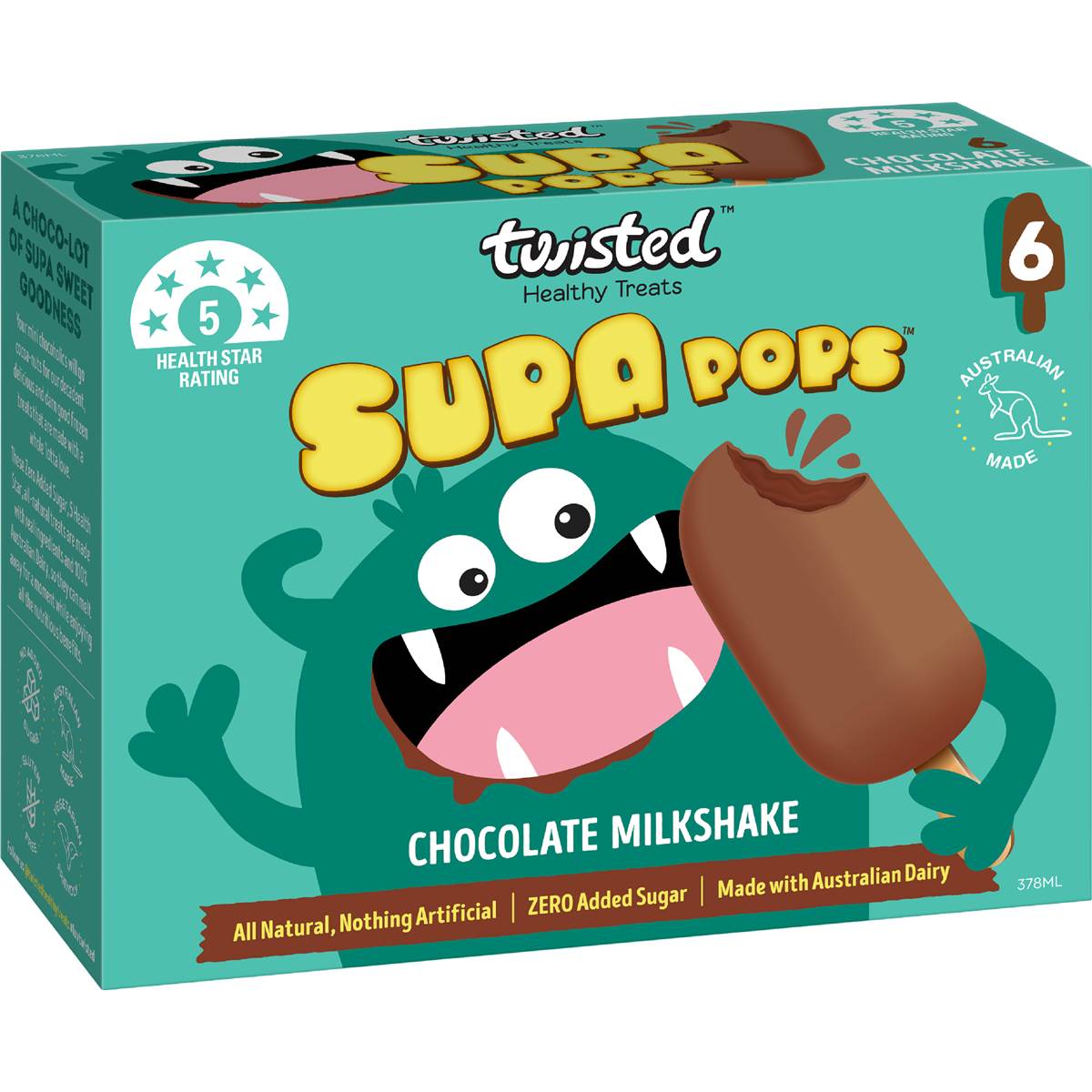 Twisted Healthy Treats Supa Pops Chocolate Milkshake Sticks 63mL x 6 pack