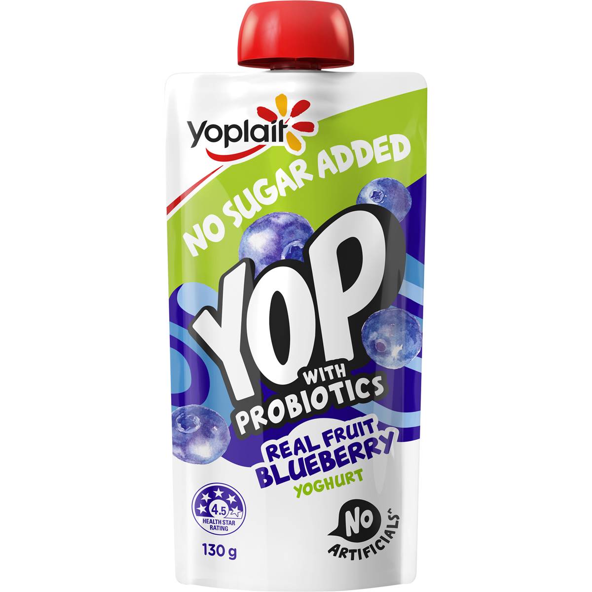Yoplait Yop Yoghurt With Probiotics No Sugar Added Blueberry Pouch