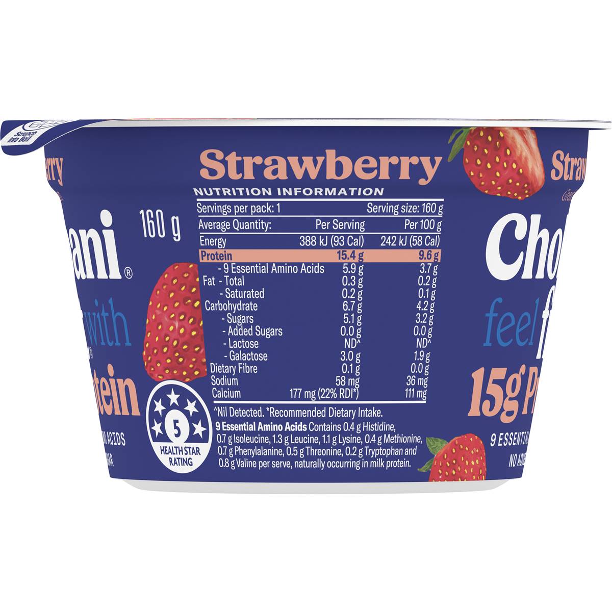 Chobani Fit Strawberry Greek Yogurt 160g Woolworths 6742