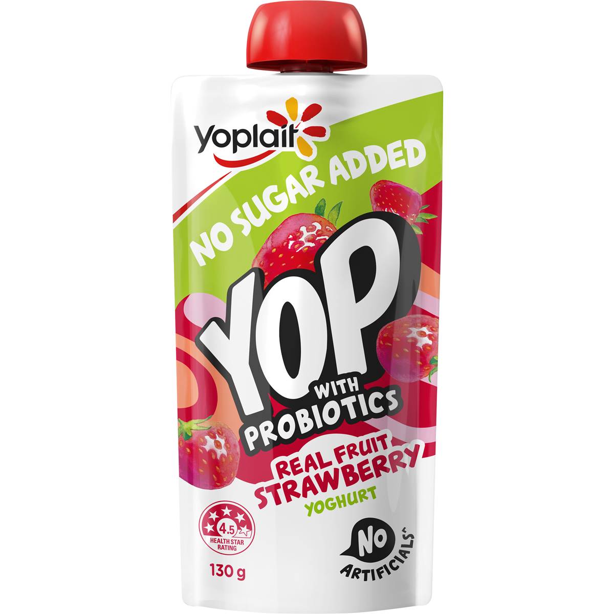 Yoplait Yop Yoghurt With Probiotics No Sugar Added Strawberry Pouch