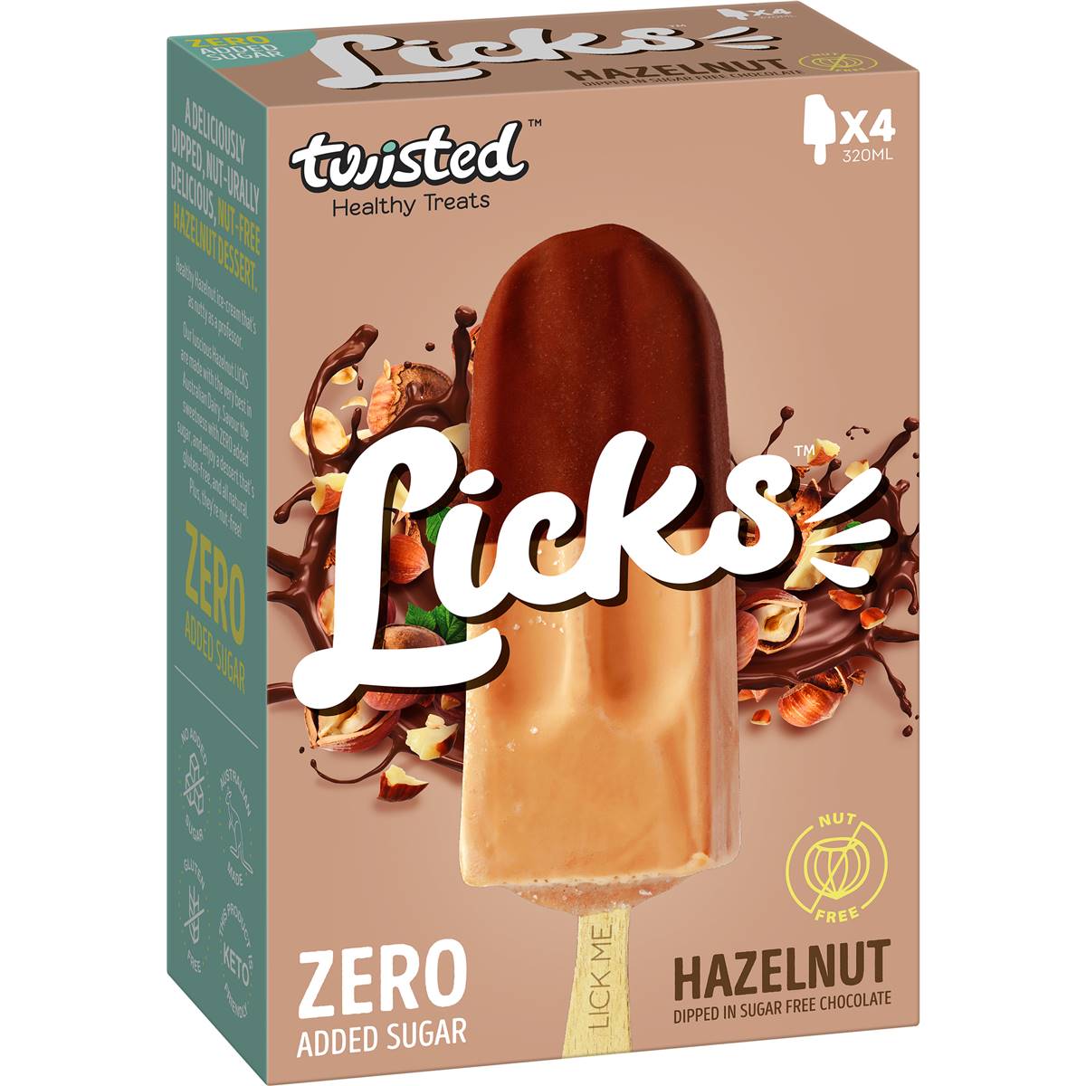 Twisted Licks Hazelnut Dipped Zero Added Sugar Sticks 4 Pack Woolworths 2902