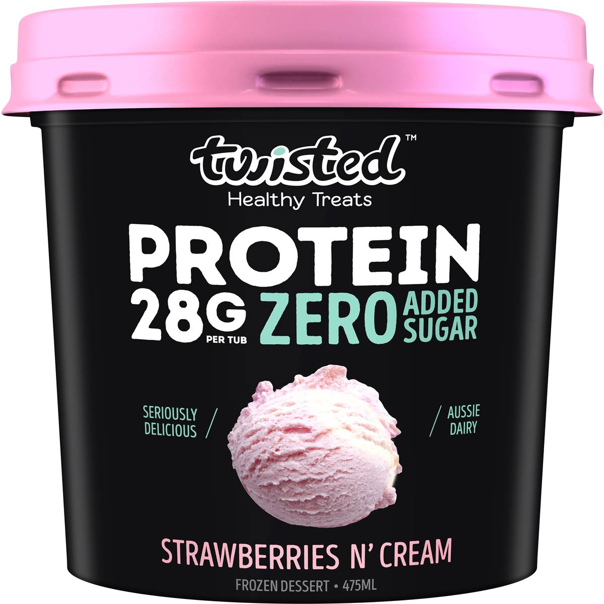 Twisted Protein Frozen Dessert Strawberries N Cream 475ml Woolworths 2980