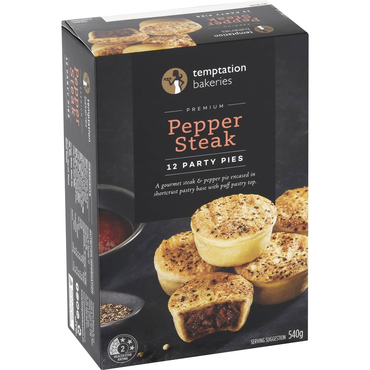 Temptation Bakeries Pepper Steak Party Pies 12 Pack | Woolworths