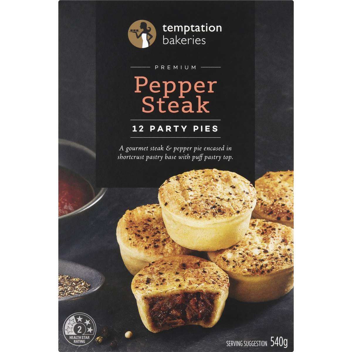 Temptation Bakeries Pepper Steak Party Pies 12 Pack | Woolworths