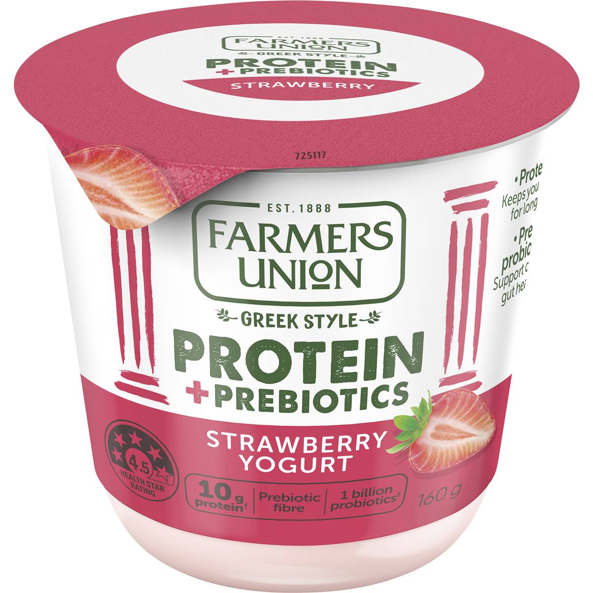 Farmers Union Greek Style Protein + Prebiotics Strawberry Yoghurt
