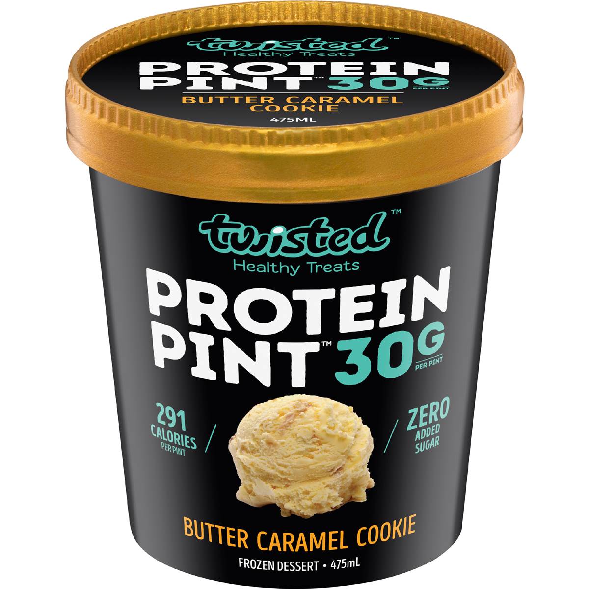 Twisted Protein Frozen Dessert Butter Caramel Cookie 475ml Woolworths