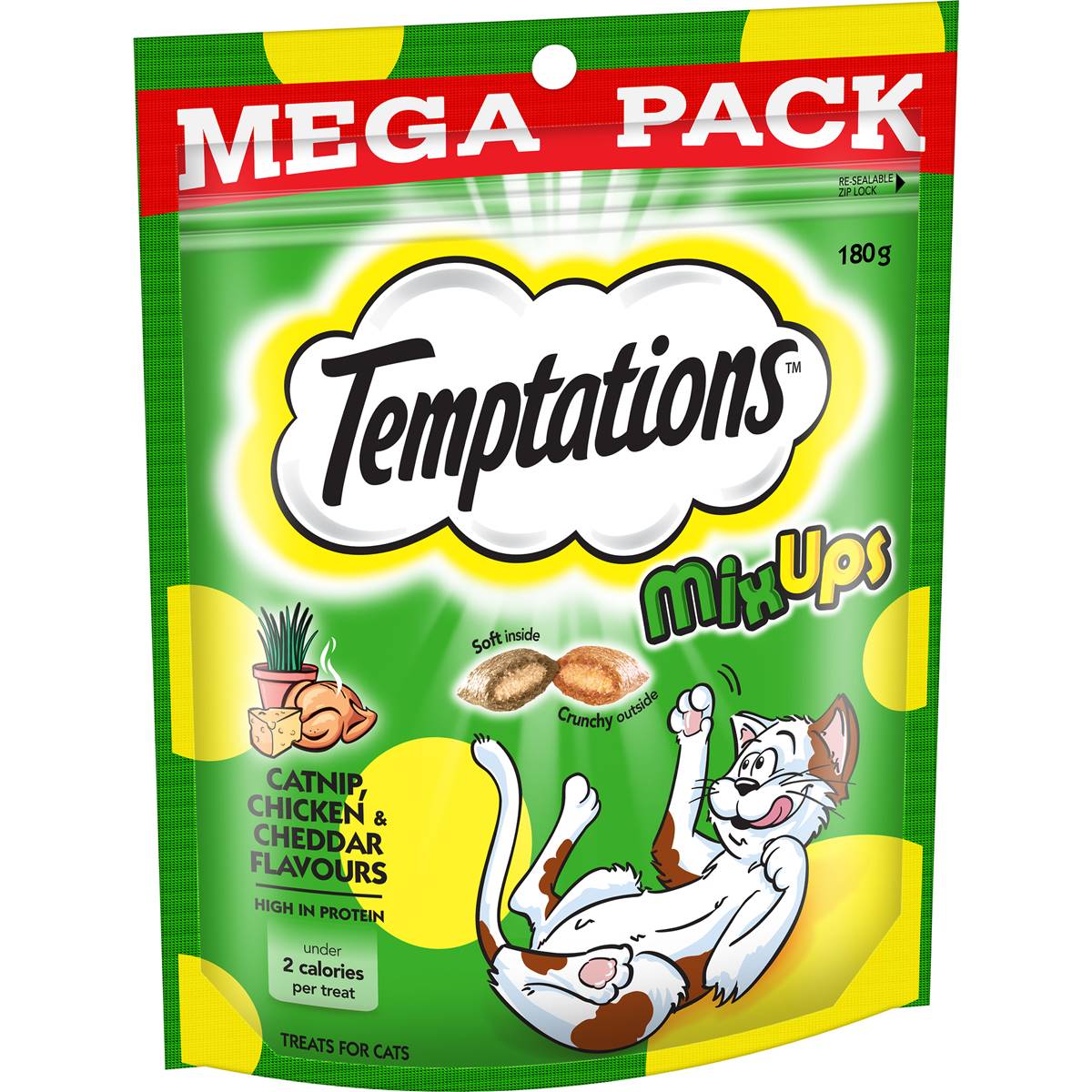 Temptations Mix Ups Catnip, Chicken & Cheddar Cat Food 180g Woolworths