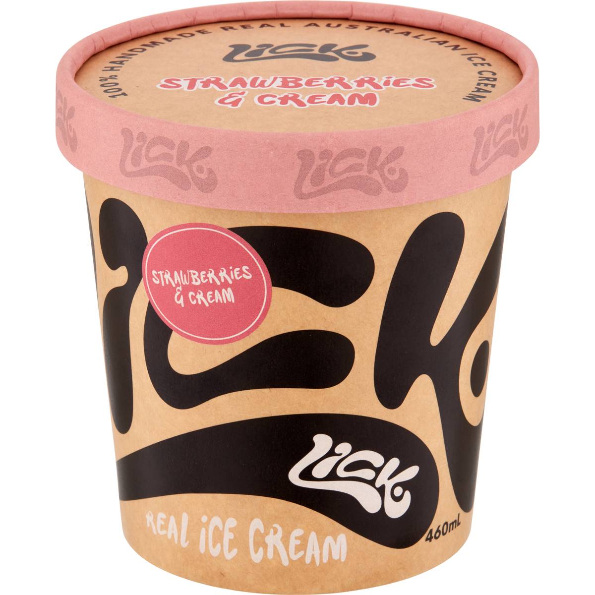 Lick Ice Cream Strawberries & Cream 460ml Woolworths