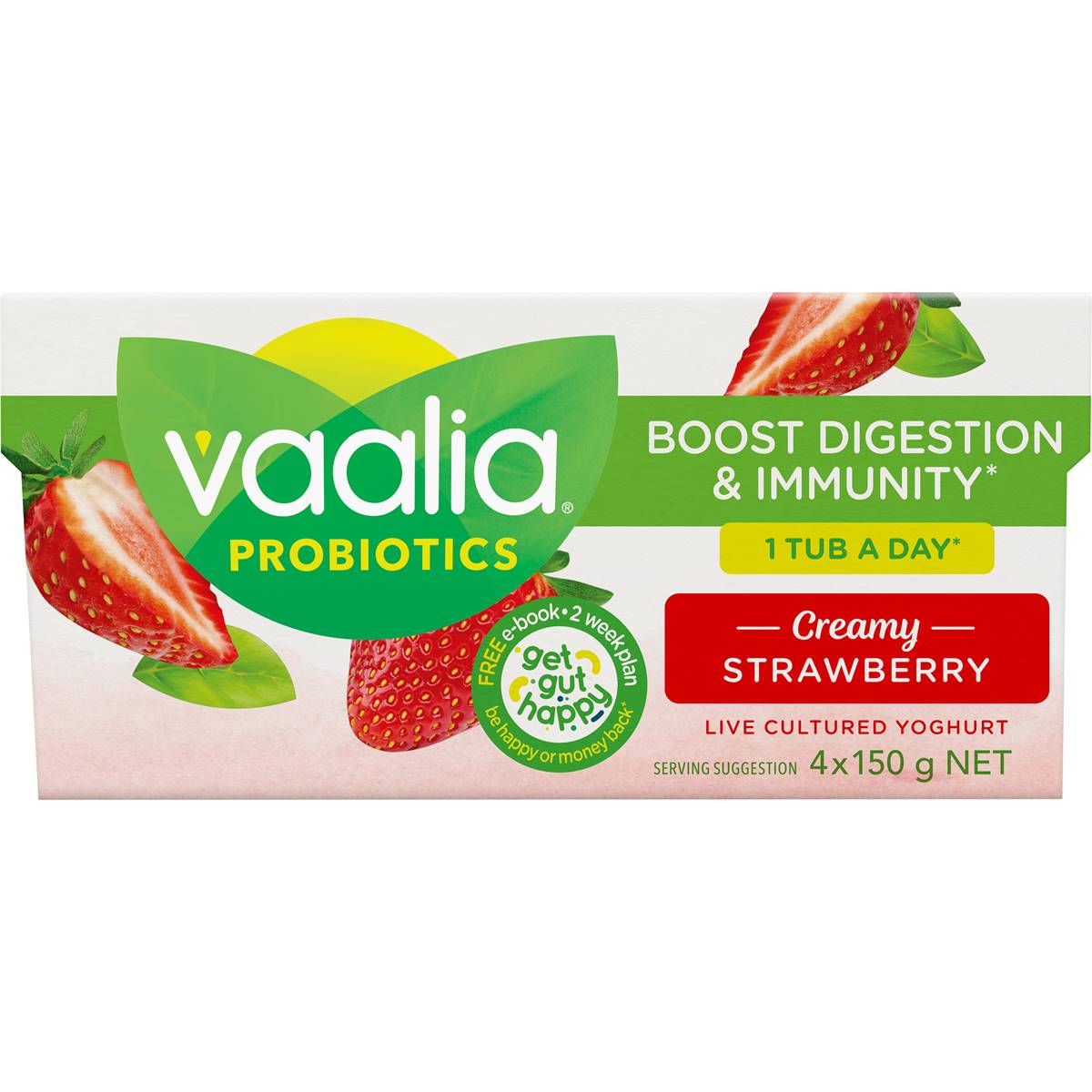 Vaalia Probiotics Yoghurt Creamy Strawberry 150g X 4 Pack Woolworths