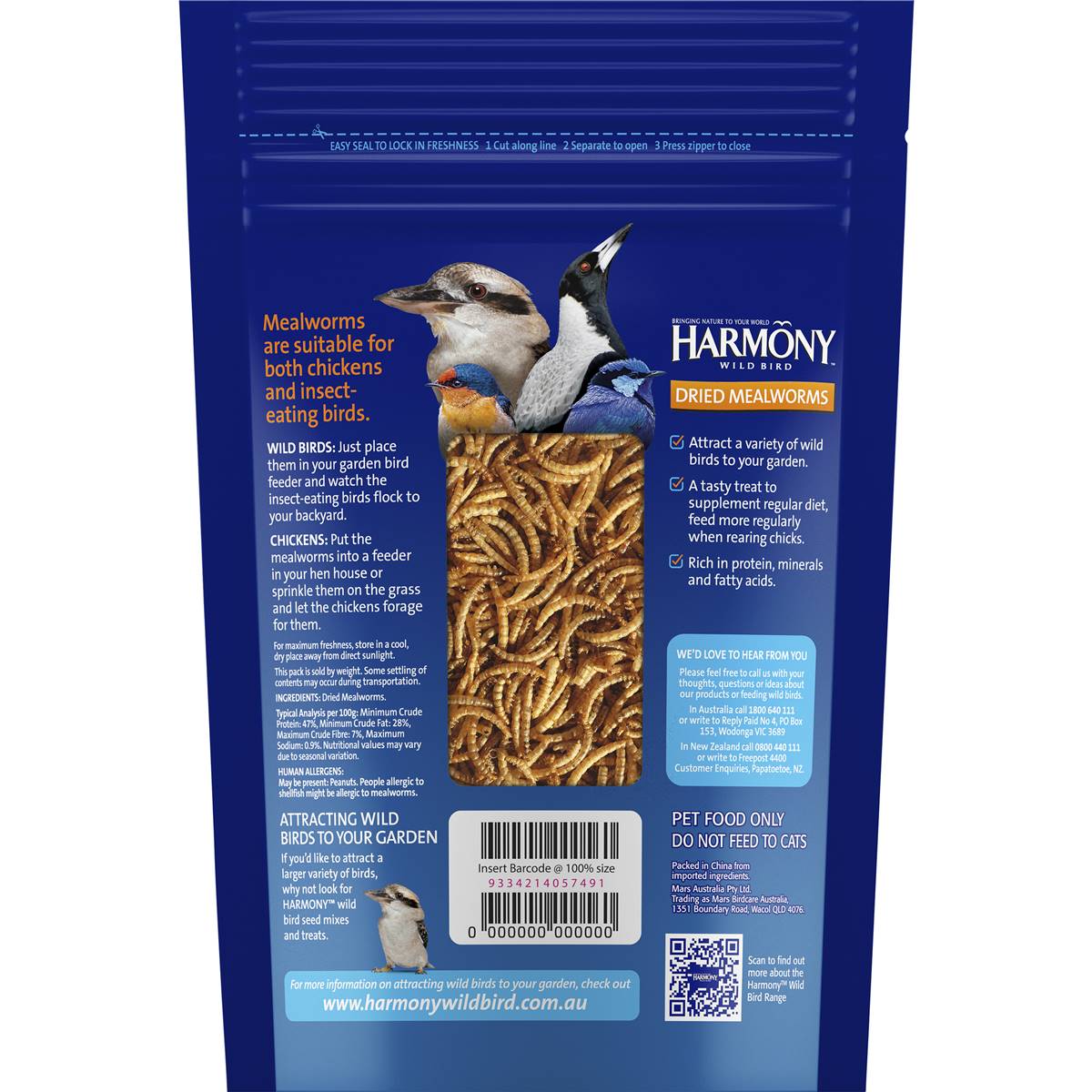 Harmony Wild Bird Dried Mealworms 120g Woolworths