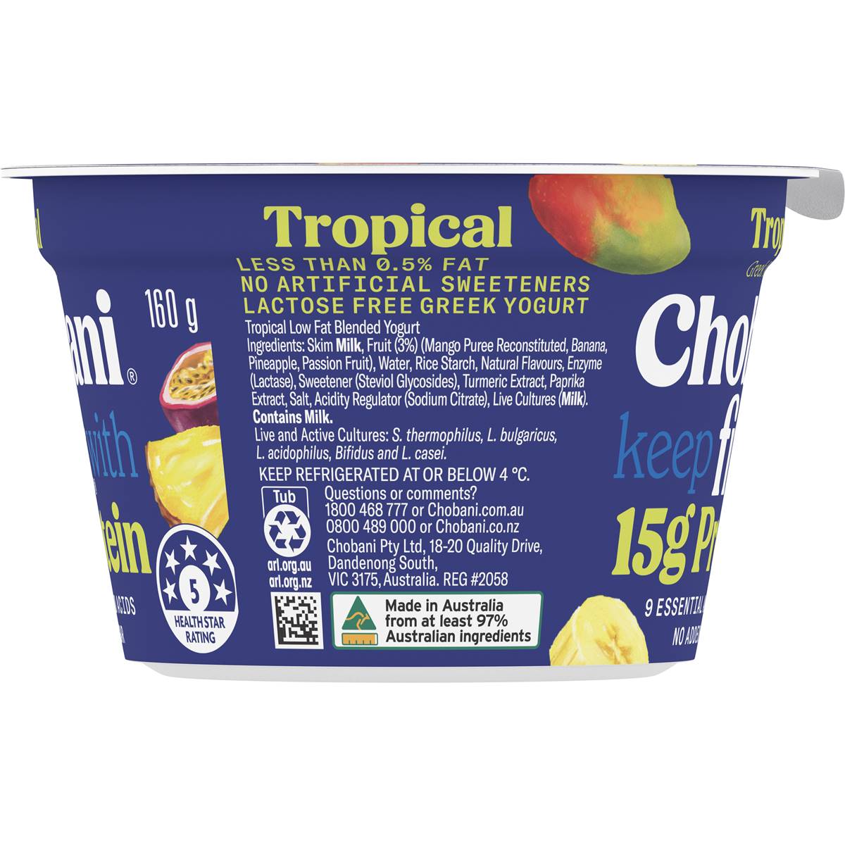Chobani Fit Tropical Greek Yogurt 160g | Woolworths