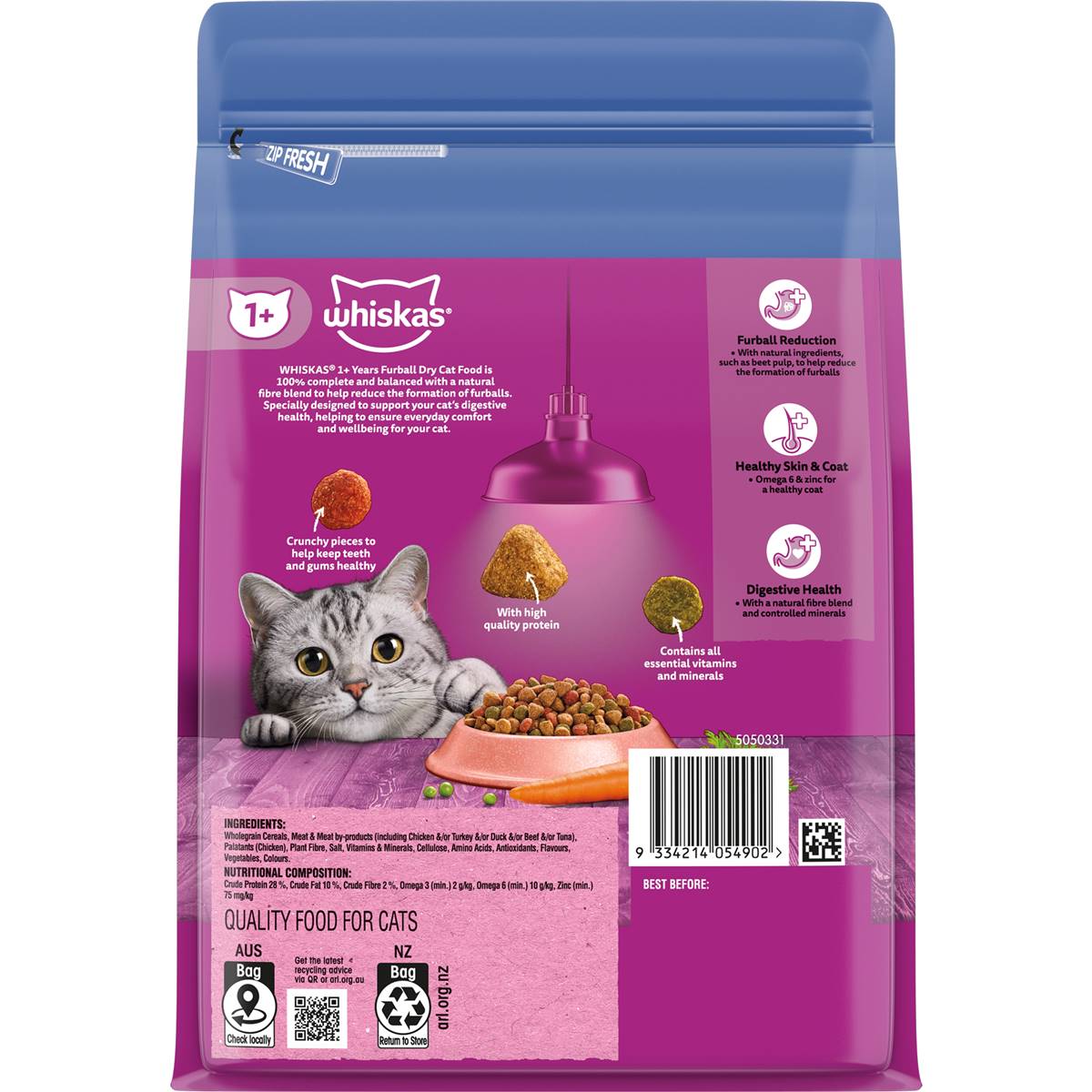 Whiskas Furball Sardine & Prawn Cat Food 800g Woolworths