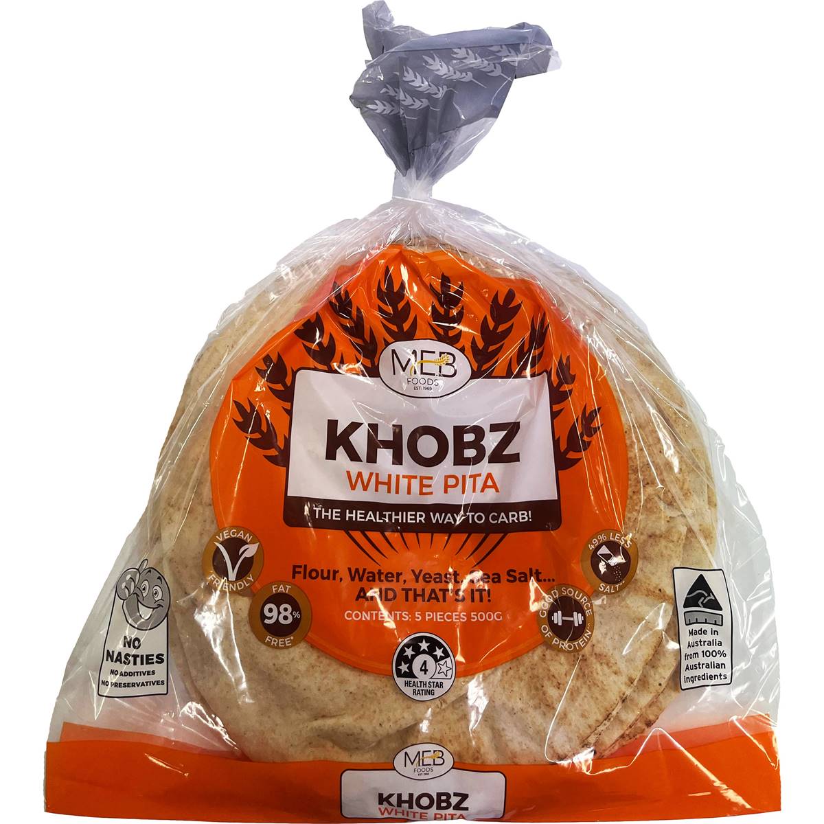 Meb Foods Khobz White Pita 5 Pack | Woolworths