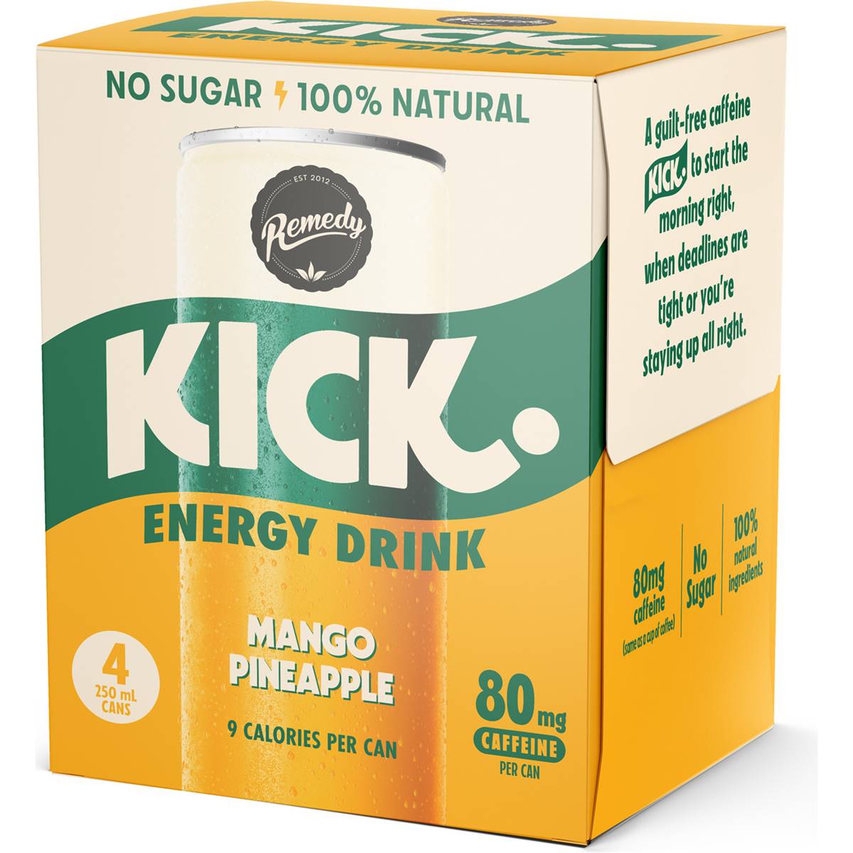 Remedy Kick Energy Drink Mango Pineapple Cans