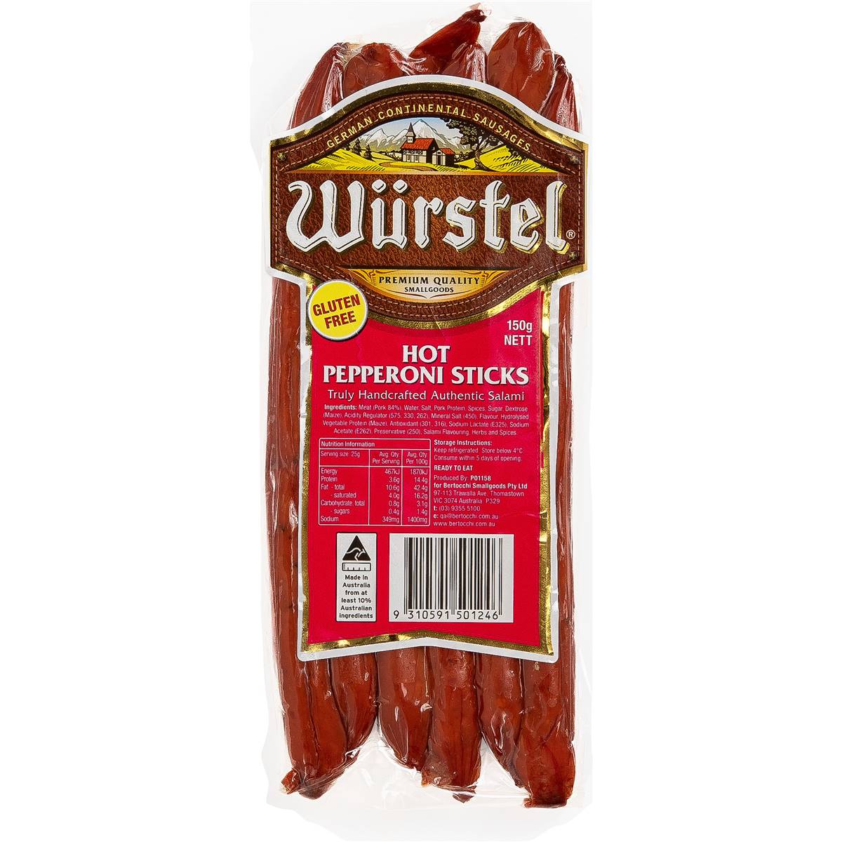 Wurstel Hot Salami Sticks 150g Woolworths